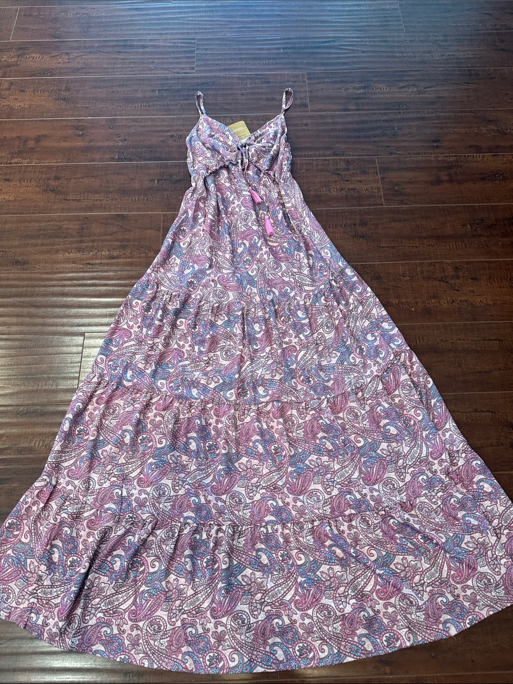 Karma Highway Purple Paisley Spaghetti-Strap Maxi Dress, One Size, NWT!